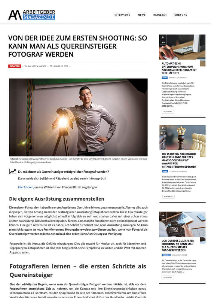 Edmond Raetzel im Unternehmer Journal