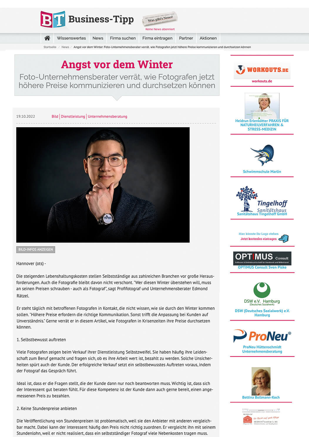 Edmond Raetzel im Unternehmer Journal